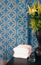 Links Blue and White Shower Curtain