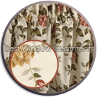 Vivid Rose Curtains, Tiers, Valance, Swags, Table Linens and Fabric Basket