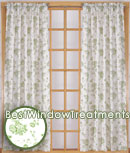 Sage Rose Toile Curtain Panels