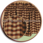 Large Gingham Check (Burgundy) Swag Curtains, Valance, Tier Curtains