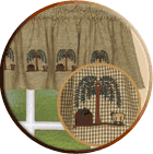 Tree of Life (Moss Green) Tier Curtains, Valance, Lampshade and Table Linens