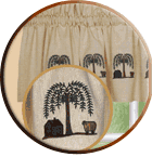 Tree of Life (Chambray) Tier Curtains, Valance, Lampshade and Table Linens