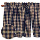 Big-Check Tier Curtains in Cadet Navy