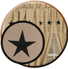 Embroidered Stars Curtain Panels, Valance and Coordinating Table Linens