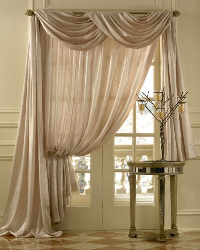 Images Stock Images on Geneva Scroll Linen Blend  Semi Sheer Scarf Swag Window Topper