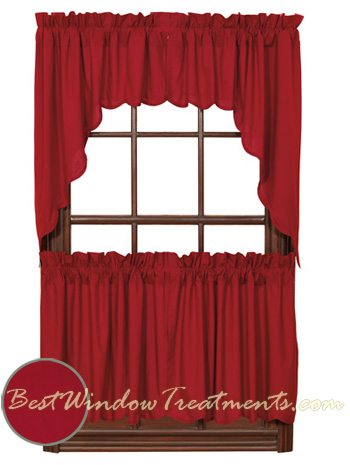 Red Swag Kitchen Curtains Rooster Swag Kitchen Curtains